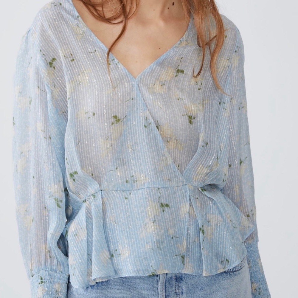 Zara NWT Front Wrap Blouse